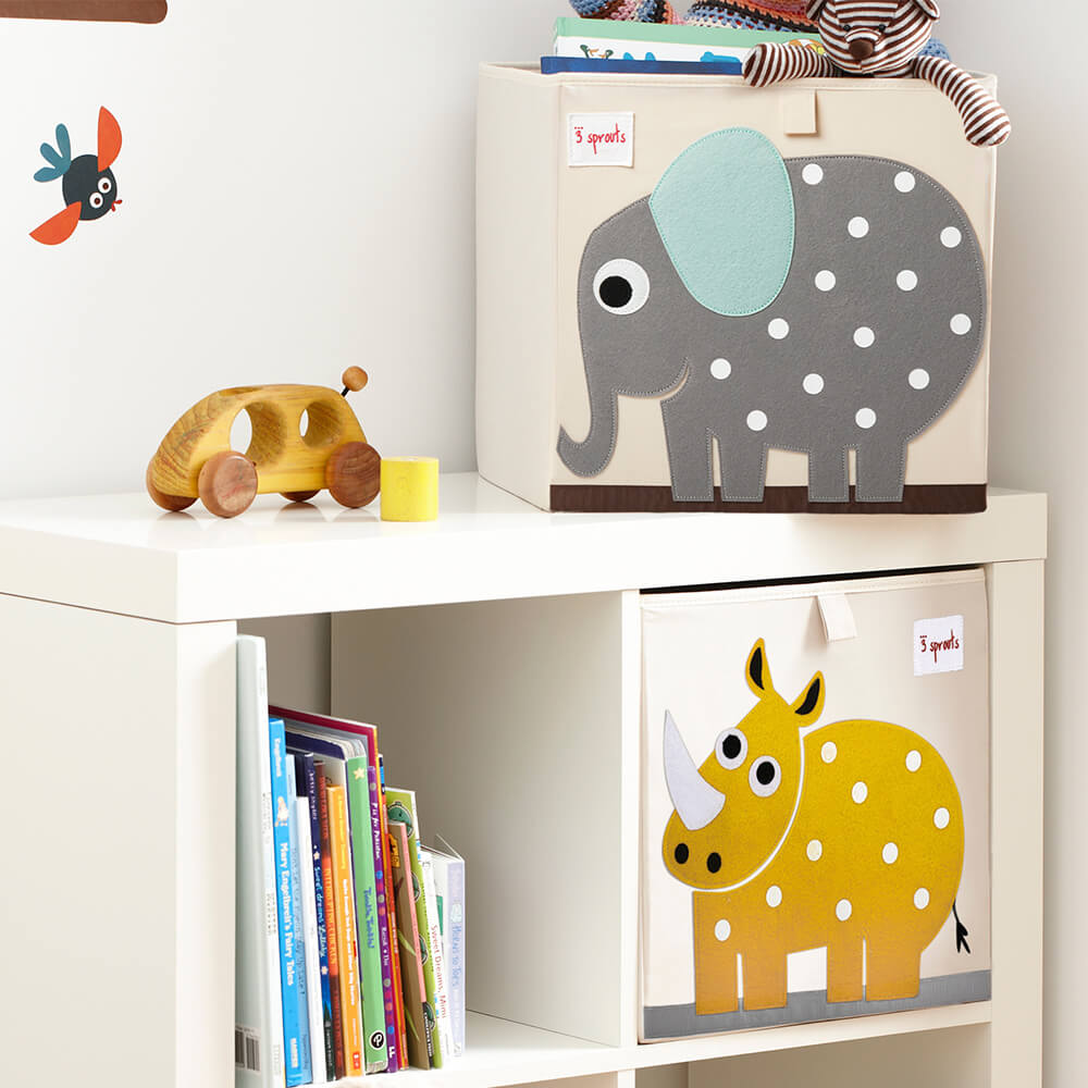 Chambre enfant avec un bac de rangement de la marque 3 Sprouts Éléphant