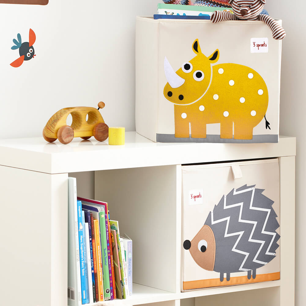 Chambre enfant avec un bac de rangement de la marque 3 Sprouts Rhinocéros