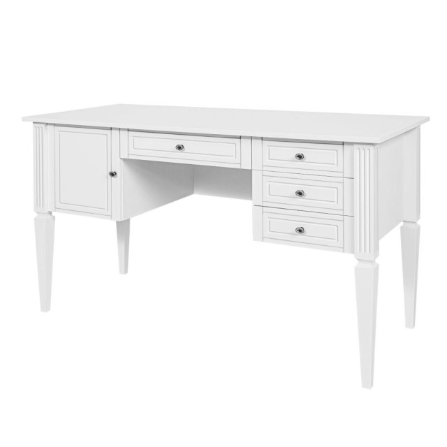 Bureau pour enfant et adolescent avec rangement blanc Ines en bois par le fabricant Bellamy