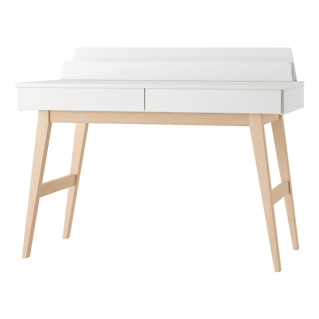 Bureau enfant avec organisateur Swing blanc et bois Pinio