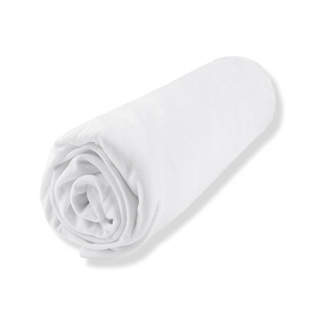 Drap housse Jersey BIO 40x80 blanc en coton certifié GOTS par Domiva, doux et respirant pour berceau - Le Jurassien