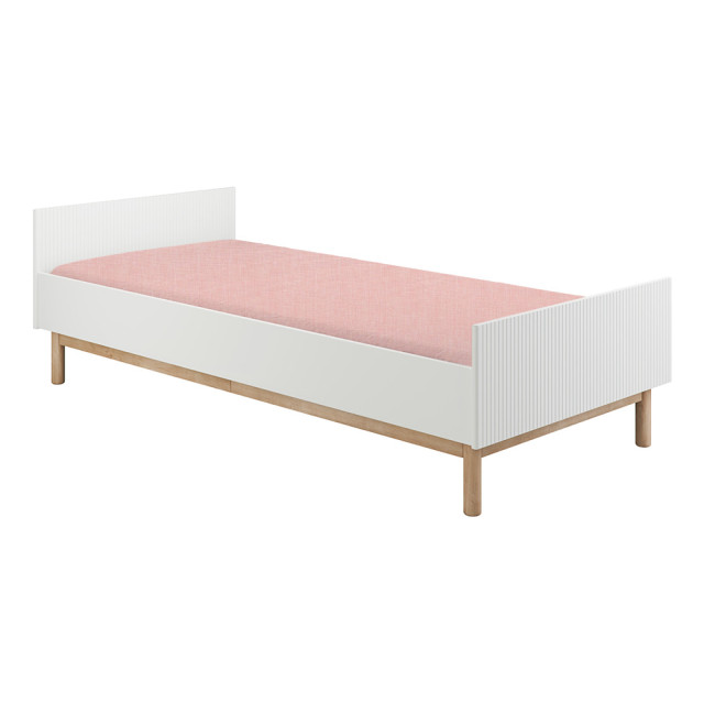 Lit 1 personne 90x200 enfant blanc et bois Miloo