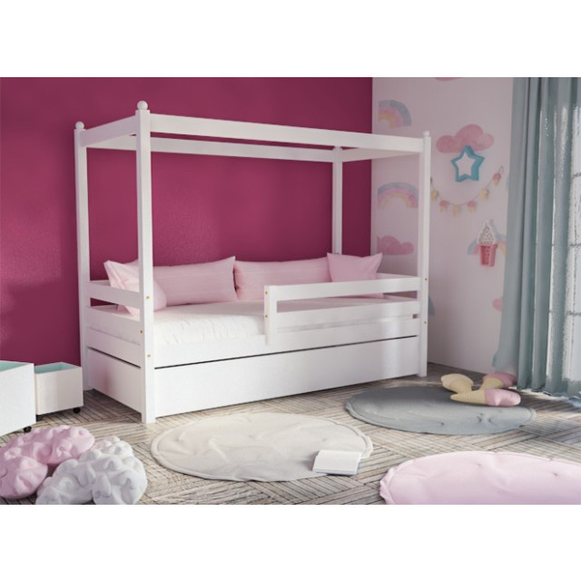 Lit baldaquin fille Magic blanc en bois · Kidsgreen