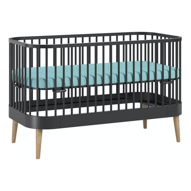 Lit bébé Paris évolutif 70x140 en bois noir, style moderne | Marque : Vox meuble bébé - Jurassien