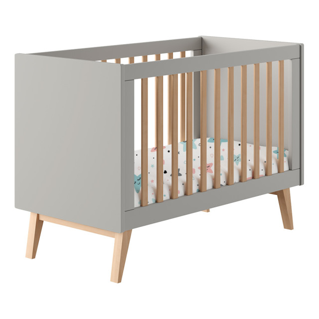 Lit bébé Swing de Pinio gris et bois 60x120