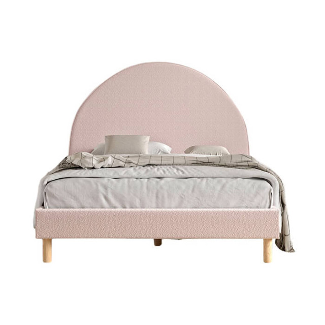 Lit enfant double en tissu bouclé rose - Collection Moon par Vipack