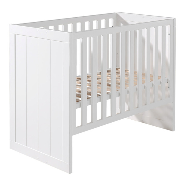 Lit pour bébé évolutif blanc en bois massif, style moderne - Marque Vipack, disponible chez le Jurassien