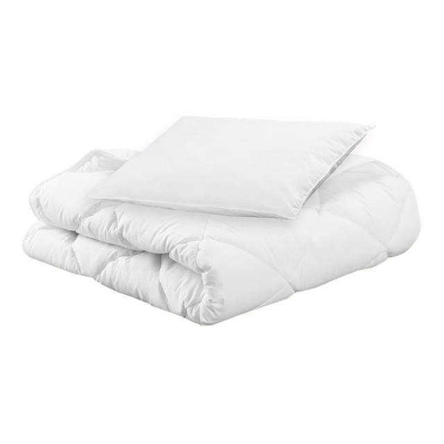 Pack couette et oreiller bébé en coton bio Blanc 100x140 cm - Mon P'tit Dodo - Literie naturelle Jurassien