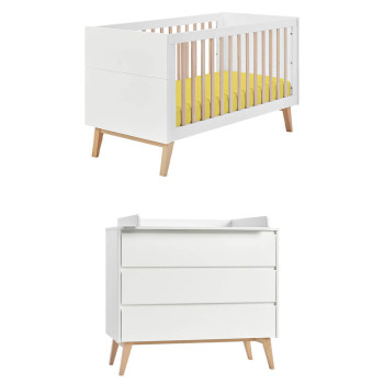 Pack lit bébé 70x140 + commode à langer Swing blanc