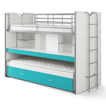 Lit superposé combiné avec bureau Ugo turquoise