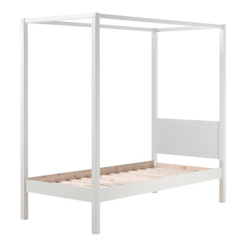 Lit baldaquin 90x200 blanc Milo