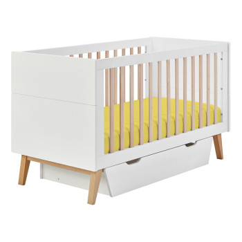 Lit bébé évolutif blanc et bois Swing 70x140