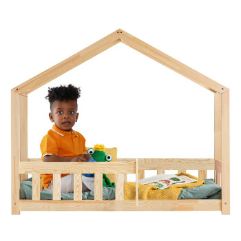 Lit cabane pour bébé et enfant avec barrière Adeko RMP 70x140