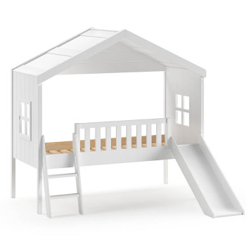 Lit cabane avec toboggan blanc Housebeds