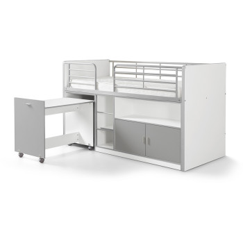 Lit combiné enfant avec bureau Ugo gris