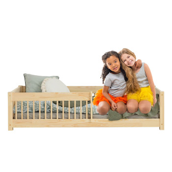 Lit enfant double Montessori avec barrière Adeko CPW pour matelas 120 et 140