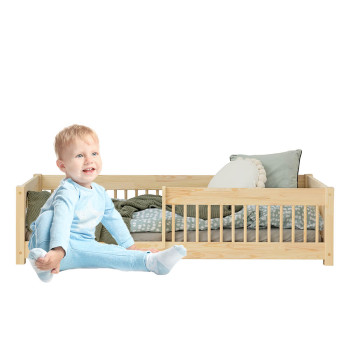 Lit enfant au sol avec barrière Adeko CPW pour matelas 80