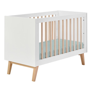 Lit bébé bois et blanc évolutif 60x120 Swing