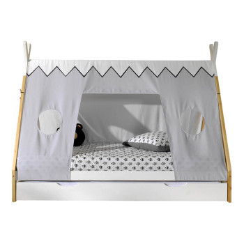 Lit tipi LP avec toile et tiroir gigogne blanc 90x200