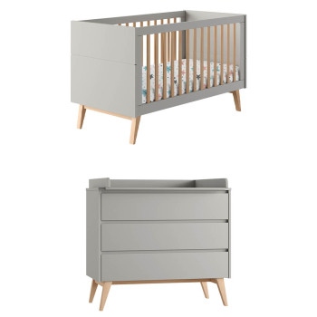 Pack lit bébé 70x140 + commode à langer Swing gris