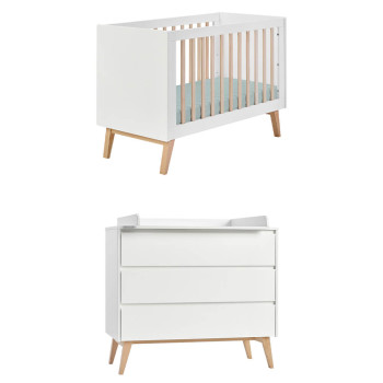 Pack lit bébé 60x120 + commode à langer Swing blanc