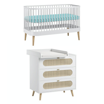 Pack DUO chambre bébé Canne blanche avec lit bébé Paris