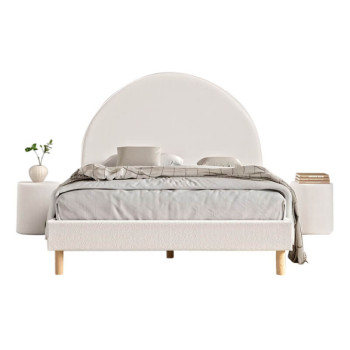 Pack lit enfant 140x200 + set de poufs blanc Moon