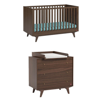 Pack petite chambre bébé Mid Vox bois noyer