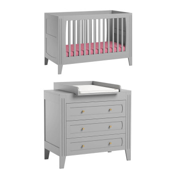 Pack petite chambre bébé Milenne grise