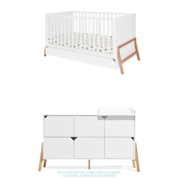 Petite chambre de bébé avec commode 6 tiroirs Strom