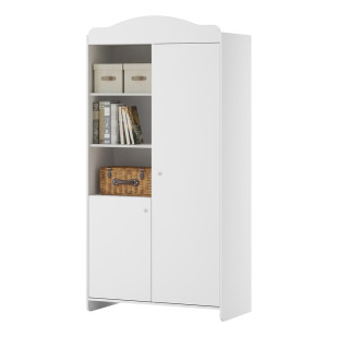 Armoire bibliothèque blanche Megeve par Vox, style authentique et classique, disponible chez le Jurassien pour un rangement élégant.