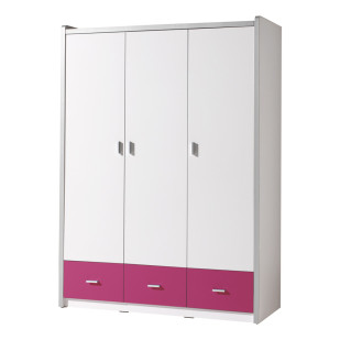 Armoire chambre enfant 3 portes Ugo fuchsia