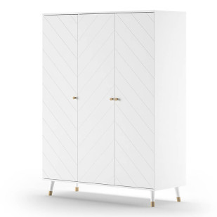 Grande Armoire Billy 3 Portes : Rangement optimal et design élégant (Blanche et Dorée)