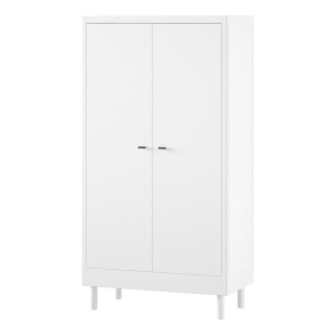 Armoire enfant Forrest blanche en hêtre, style contemporain, 2 portes battantes, disponible chez le Jurassien, marque Jaxx / Vipack.