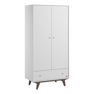 Armoire enfant blanche et bois foncé noyer | Mid Vox | 4021940