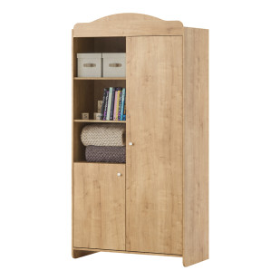 Armoire Megeve Oak avec étagères ouvertes, style classique et authentique, disponible chez Jurassien, marque Vox.