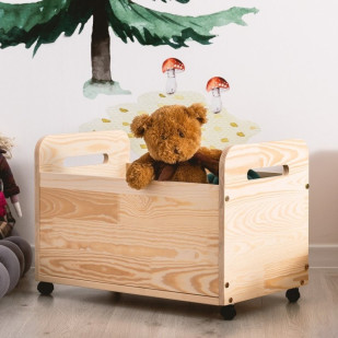 Boîte à jouets avec couvercle - coffre à jouets bébé en bois