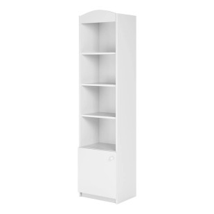 Bibliothèque haute blanche pour chambre d'enfant, 4 cases Babydreams Kocot Kids, mobilier enfant en mélamine, design classique, rangement livres et jouets.