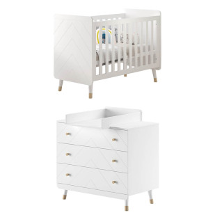 Pack Chambre Bébé DUO Billy : Univers enchanté blanc et doré par Jaxx et Vipack