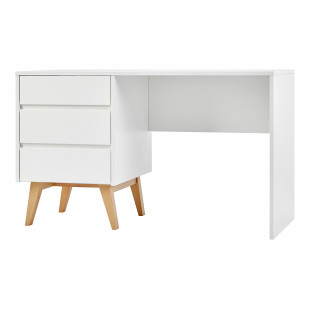 Bureau avec caisson de rangement Swing bois et blanc Pinio