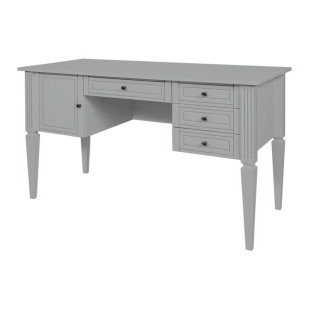 Bureau enfant gris Ines avec rangement et tiroirs spacieux, ergonomique et fabriqué en bois hêtre massif - Bellamy.