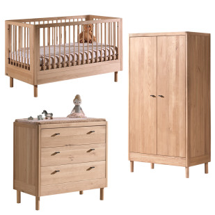 Chambre bébé complète en chêne Forrest avec commode à langer, design intemporel, bois foncé, par Jaxx chez Jurassien