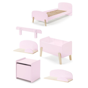 Chambre enfant bois et rose Kimy pack N°9