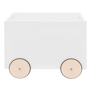 Coffre à jouets sur roulettes Ström blanc style scandinave en stratifié, marque Bellamy - disponible chez Jurassien