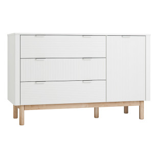 Large commode enfant bois et blanche Miloo de la marque Pinio