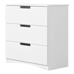 Commode pour enfant Classic blanche en mélamine avec trois tiroirs spacieux, style classique, marque Kocot Kids - Jurassien.