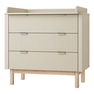 Commode avec plan à langer Miloo 3 tiroirs coloris champagne