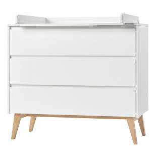 Commode avec plan à langer Swing bois et blanc Pinio