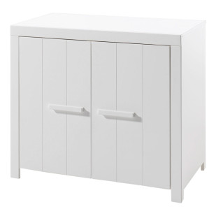 Commode 2 portes blanche Blos en pin massif et MDF écologique, design classique chic pour enfant - Disponible chez Jurassien - Marque Vipack