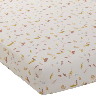 Drap-housse lit bébé imprimé 60x120 happy beige coton Oeko-Tex Domiva disponible chez Jurassien